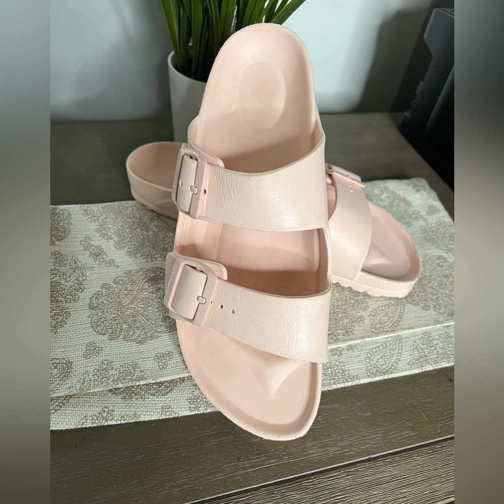 Birkenstock Pink Sandals with Adjustable Straps and Contoured Footbed